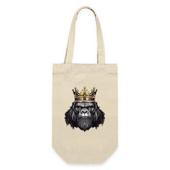 Gorilla Kopf mit Krone - Geschenkbeutel für Flaschen - Natur - Vorne