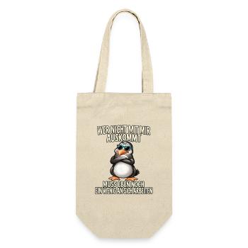 Pinguin mit Sonnenbrille – Arbeitsspruch - Geschenkbeutel für Flaschen - Natur - Vorne