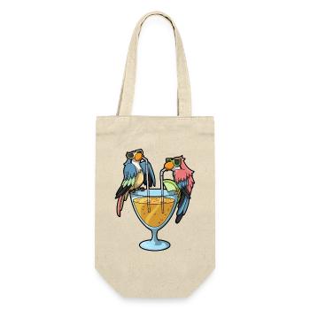 Papageien Cocktail Humor - Geschenkbeutel für Flaschen - Natur - Vorne