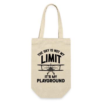 The Sky is not my Limit its my Playground Airplane - Geschenkbeutel für Flaschen - Natur - Vorne