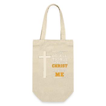 Ich kann alles durch Christus tun, der - Geschenkbeutel für Flaschen - Natur - Vorne