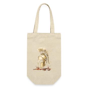 Korinthischer Helm Tintenkunst Altgriechischer Krieger - Geschenkbeutel für Flaschen - Natur - Vorne