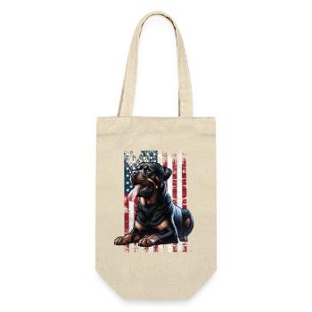 Rottweiler US Flagge - Geschenkbeutel für Flaschen - Natur - Vorne