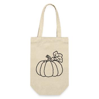 Halloween-Kürbis mit Blatt – Gekritzelte Skizze - Geschenkbeutel für Flaschen - Natur - Vorne