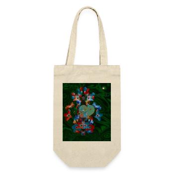 Märchenhaftes Design mit Herz und Blüten  - Geschenkbeutel für Flaschen - Natur - Vorne