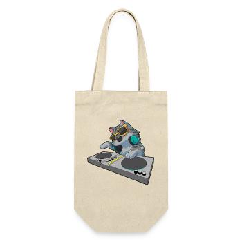 Katze DJ Musik - Geschenkbeutel für Flaschen - Natur - Vorne