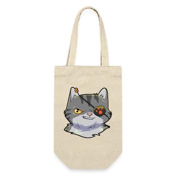 Katze Pirat - Geschenkbeutel für Flaschen - Natur - Vorne
