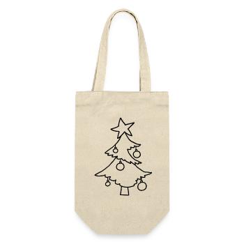 Weihnachtsbaum mit Stern – Kinderkritzelei - Geschenkbeutel für Flaschen - Natur - Vorne