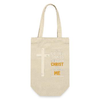 Ich kann alles durch Christus tun, der - Geschenkbeutel für Flaschen - Natur - Vorne