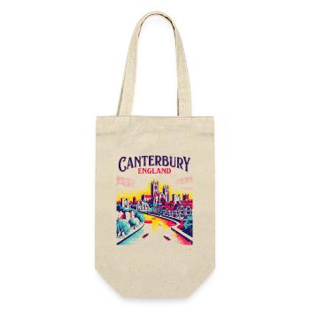 City Vintage Canterbury England Cathedral Skyline - Geschenkbeutel für Flaschen - Natur - Vorne