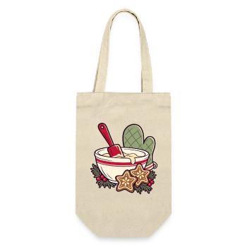Kekszeit im Schüssel-Design - Geschenkbeutel für Flaschen - Natur - Vorne