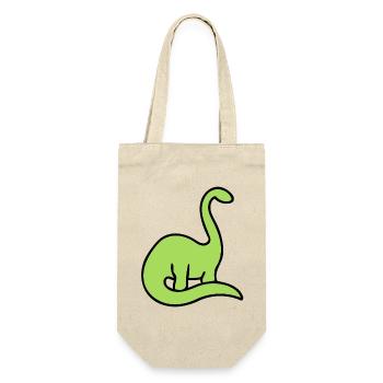 Lime Dino Silhouette auf Schwarz - Geschenkbeutel für Flaschen - Natur - Vorne