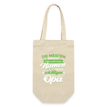 Opa Enkel Sprüche die wichtigsten nennen mich Opa - Geschenkbeutel für Flaschen - Natur - Vorne