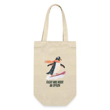 flight was never an option- Lustiger Pinguin - Geschenkbeutel für Flaschen - Natur - Vorne