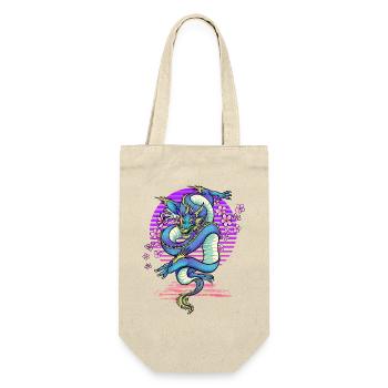 Drache Kirschblüten Fantasy - Geschenkbeutel für Flaschen - Natur - Vorne