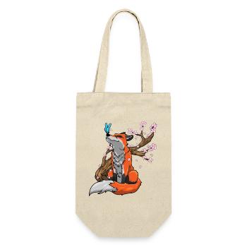 Fuchs Kirschblüten - Geschenkbeutel für Flaschen - Natur - Vorne