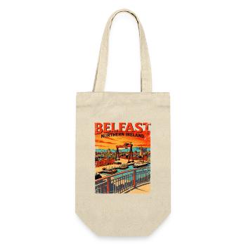 Belfast Northern Ireland Retro City Skyline - Geschenkbeutel für Flaschen - Natur - Vorne
