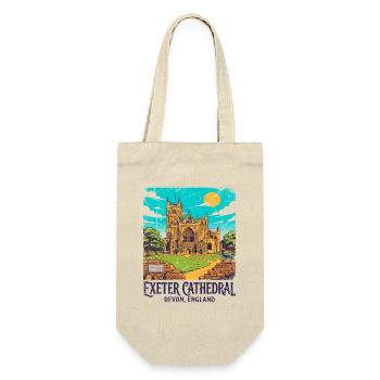 City Vintage Exeter Cathedral Devon England Sept - Geschenkbeutel für Flaschen - Natur - Vorne