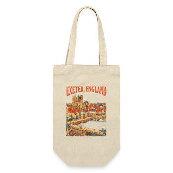 Vintage Exeter England City Skyline Novelty - Geschenkbeutel für Flaschen - Natur - Vorne