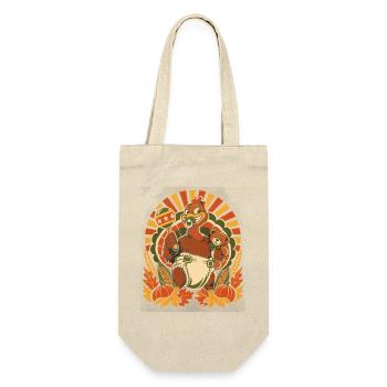 Thanksgiving-Truthahn als freches Baby - Geschenkbeutel für Flaschen - Natur - Vorne
