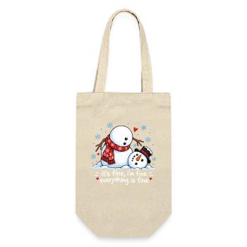 Lustiger Schneemann Frohe Weihnachten Winter-Schnee - Geschenkbeutel für Flaschen - Natur - Vorne