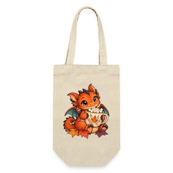 Herbstdrache mit Kakao - Geschenkbeutel für Flaschen - Natur - Vorne