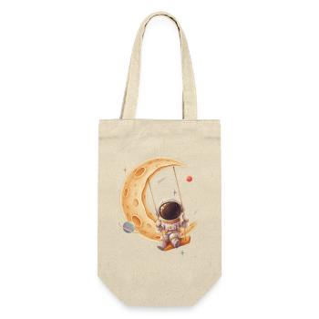 Astronaut schaukelt auf goldenem Halbmond - Geschenkbeutel für Flaschen - Natur - Vorne