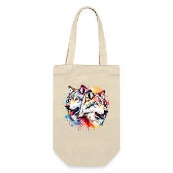 Grauwolf Geschenk - Geschenkbeutel für Flaschen - Natur - Vorne