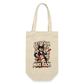 Weniger Reden, Mehr Rock Katze - Geschenkbeutel für Flaschen - Natur - Vorne