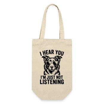 Border Collie Spruch Witz Border CollieGeschenk - Geschenkbeutel für Flaschen - Natur - Vorne
