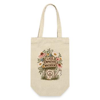 LASS EMPATHIE WACHSEN – Gegen Rassismus Statement - Geschenkbeutel für Flaschen - Natur - Vorne