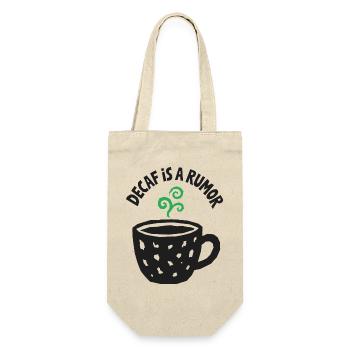 Kaffeehumor – Decaf Is a Rumor - Geschenkbeutel für Flaschen - Natur - Vorne