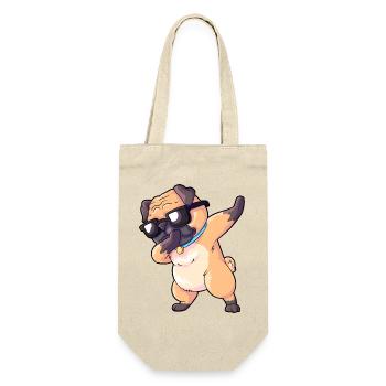 Mops Dab - Geschenkbeutel für Flaschen - Natur - Vorne