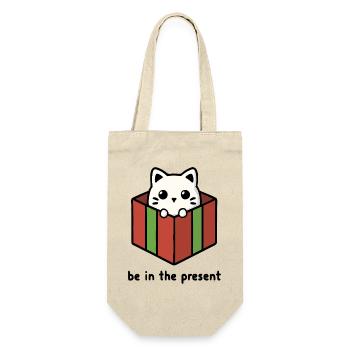 Sei in der Gegenwart, Katze - Geschenkbeutel für Flaschen - Natur - Vorne