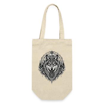 Nordischer Wolf Runen Wikinger Mythologie - Geschenkbeutel für Flaschen - Natur - Vorne