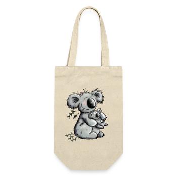 Süße Mama Koala Mit Baby Schwangerschaft Geschenk - Geschenkbeutel für Flaschen - Natur - Vorne