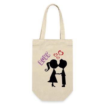 Wedding newlyweds gift Just Married Love - Gift Bag for Bottles - nature - Front