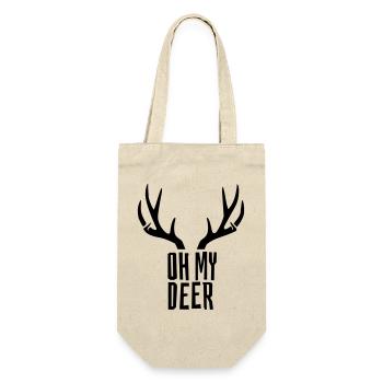 Oh My Deer Geweih Wortspiel Hirsch Humor - Geschenkbeutel für Flaschen - Natur - Vorne