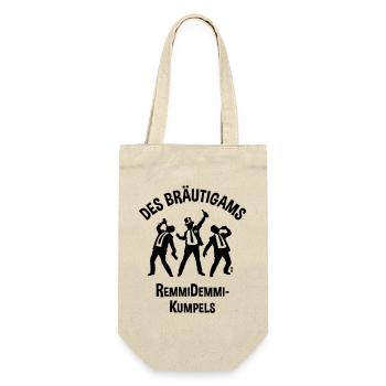 Des Bräutigams Remmidemmi-Kumpels (JGA Team / B) - Geschenkbeutel für Flaschen - Natur - Vorne