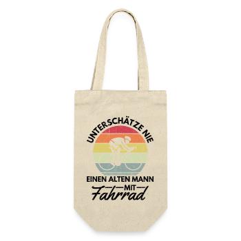 Alter Mann Fahrrad Opa Großvater Papa Geschenk Fun - Geschenkbeutel für Flaschen - Natur - Vorne