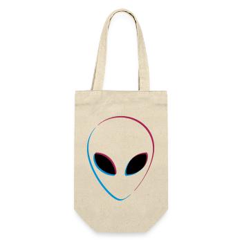 3D Effekt Alien - Geschenkbeutel für Flaschen - Natur - Vorne