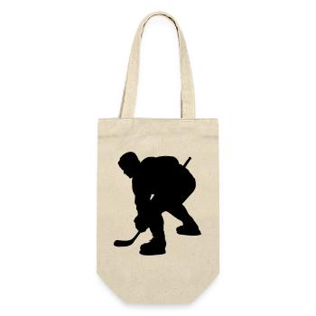 Eishockey Schattenbild Logo für Fanclub - Geschenkbeutel für Flaschen - Natur - Vorne