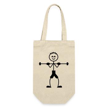 Krafttraining mit viel Gewicht - Geschenkbeutel für Flaschen - Natur - Vorne