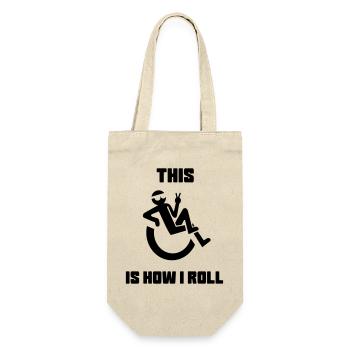 Das ist, als würde ich mich in meinem Rollstuhl wälzen* - Geschenkbeutel für Flaschen - Natur - Vorne