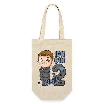2. Geburtstag Junge 2 Jahre Jungs Ich bin coole 2 - Geschenkbeutel für Flaschen - Natur - Vorne
