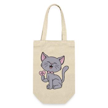 Cat Heart Love Cats Saying Couples Valentine’s Day - Gift Bag for Bottles - nature - Front