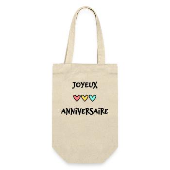 ANNIVERSAIRE. HAPPY BIRTHDAY. JOYEUX ANNIVERSAIRE. - Sac à bouteille - nature - Devant