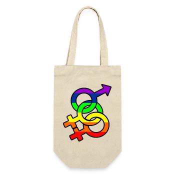 Geschlecht bisexuell 2 Logo mit Regenbogen - Geschenkbeutel für Flaschen - Natur - Vorne