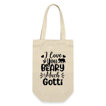 Liebe dich Gotti Taufpatin Schweiz Patentante - Geschenkbeutel für Flaschen - Natur - Vorne