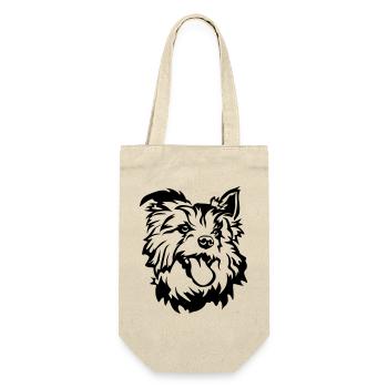 Australian Terrier Kopf - Geschenkbeutel für Flaschen - Natur - Vorne